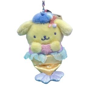 ✅Pom Purin Mascot Holder Mini Plush Doll Mermaid Sanrio Character